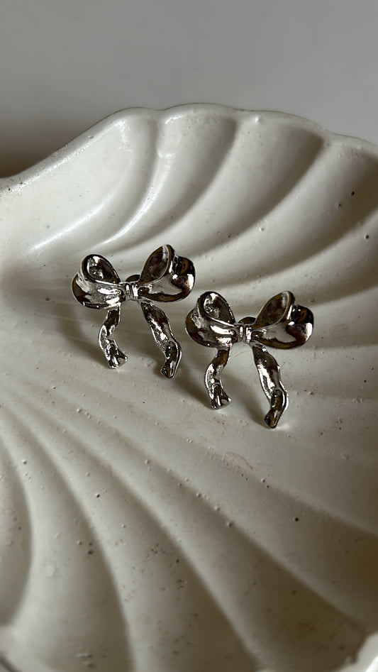 Silver Bow Earrings