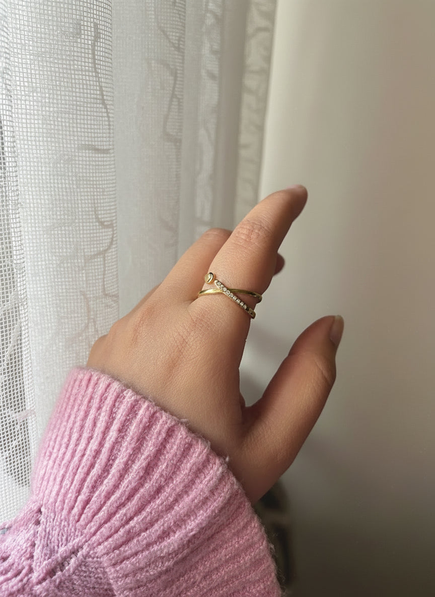 Studded Crossover Ring