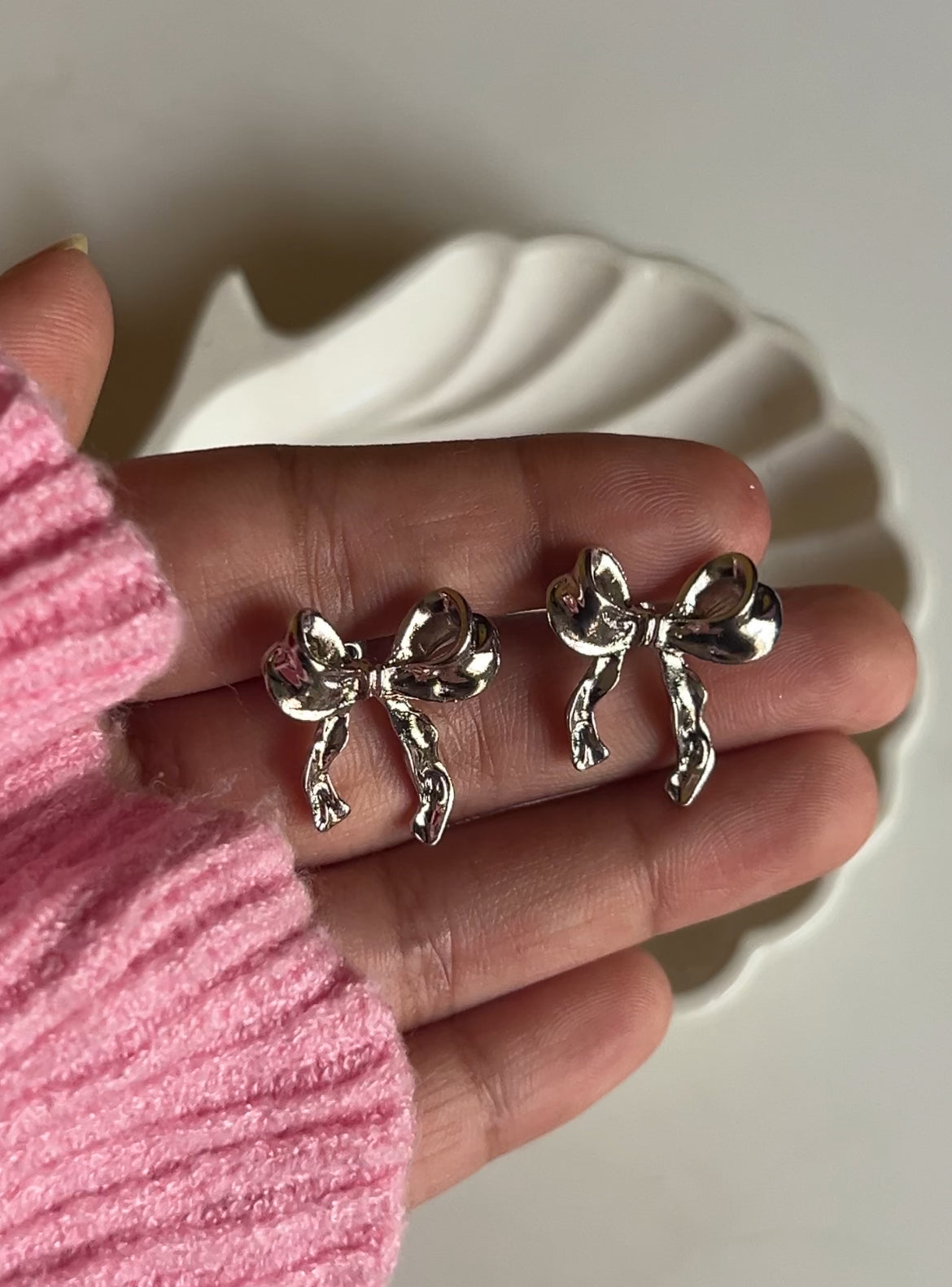 Silver Bow Earrings