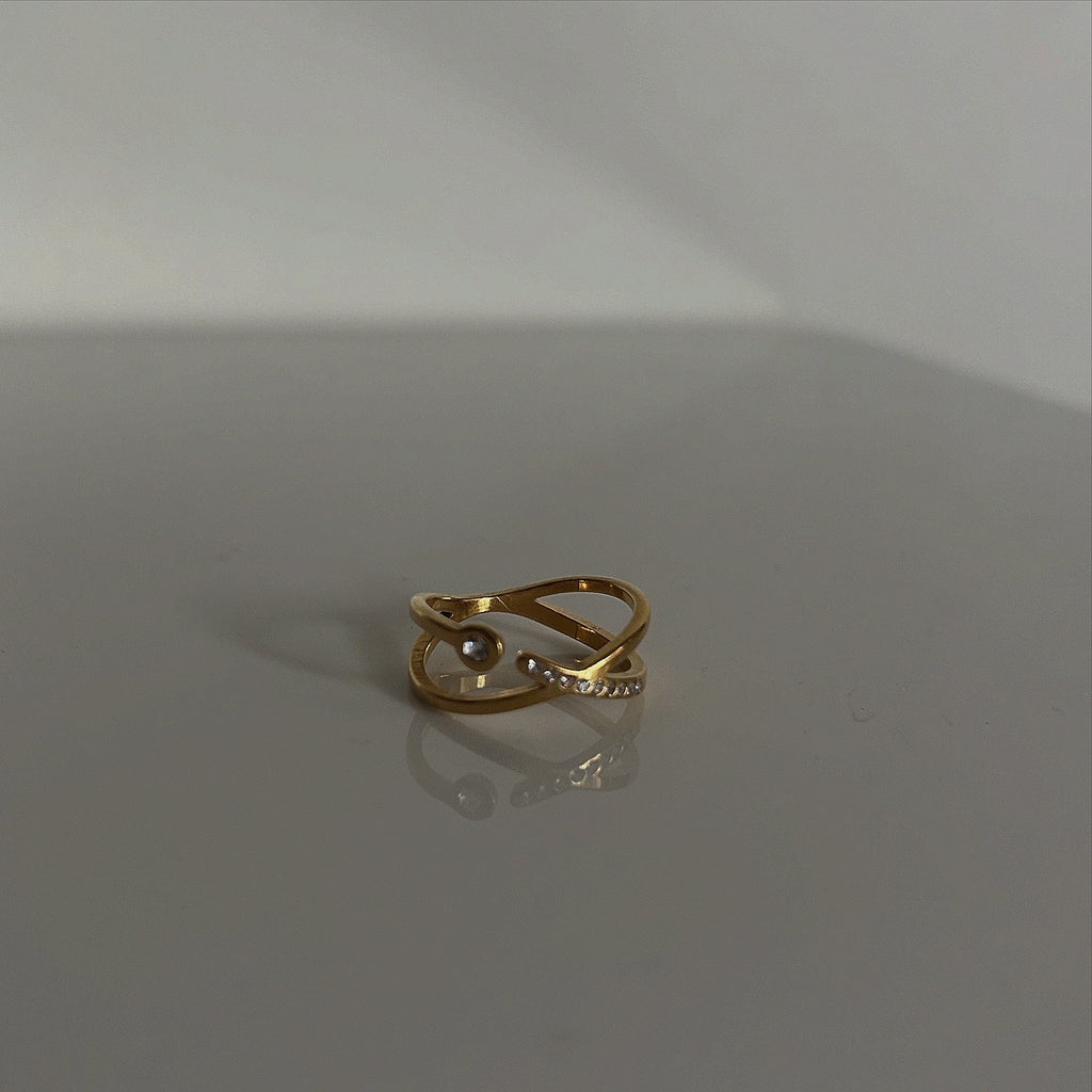 Studded Crossover Ring