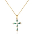 Emerald Cross Pendant Necklace