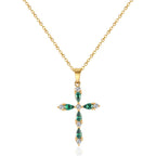 Emerald Cross Pendant Necklace