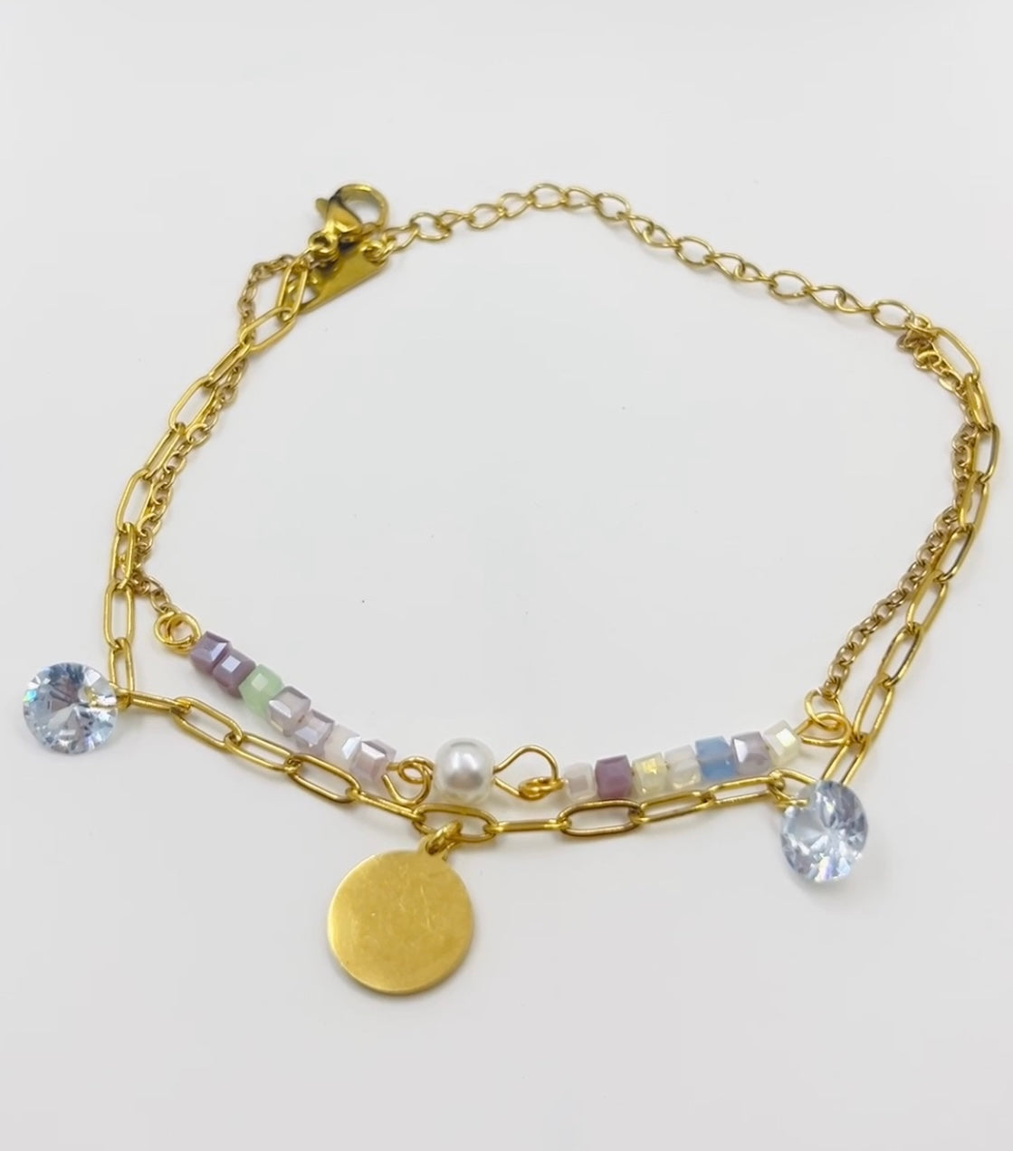 Aqua Bead Charm Bracelet