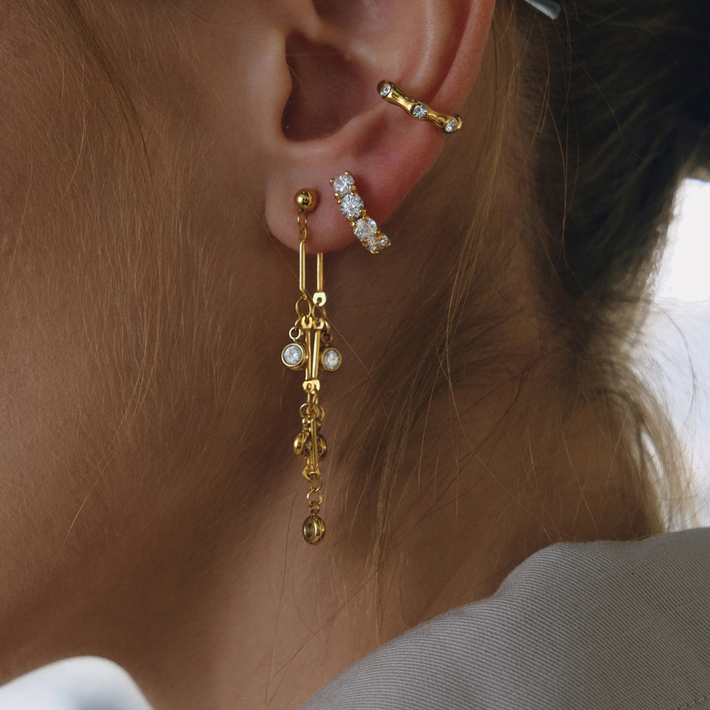 Crystal Drop Chain Earrings