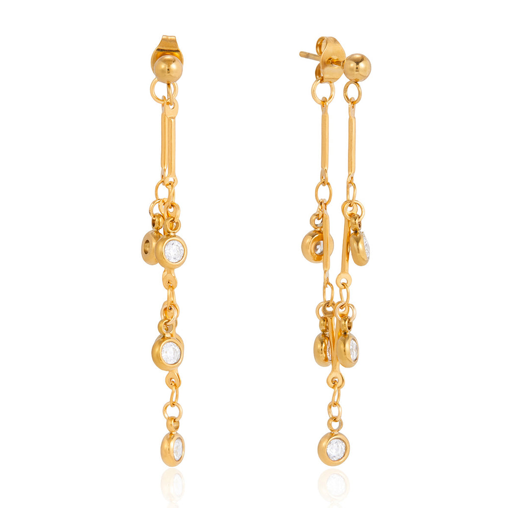 Crystal Drop Chain Earrings