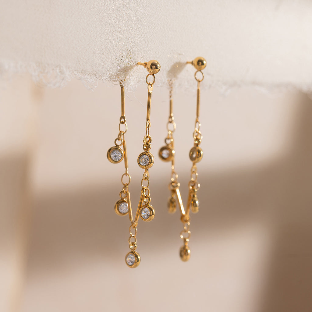 Crystal Drop Chain Earrings